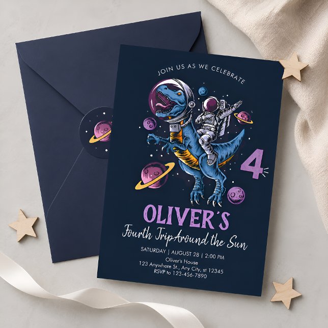 Invitation d'anniversaire pour un astronaute dinos (Créateur téléchargé)