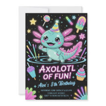 Invitation d'anniversaire pour un Axolotl mignon