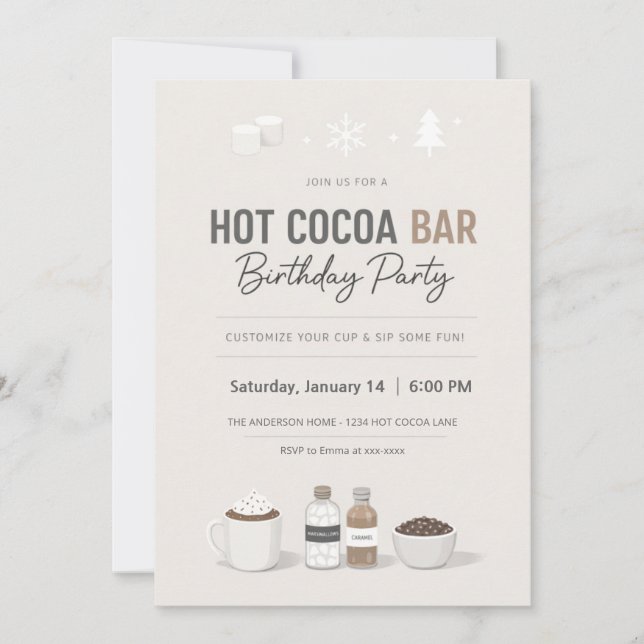 Invitation d'anniversaire pour un bar de cacao cha (Devant)