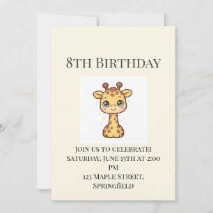 Invitation d'anniversaire pour un bébé girafe mign
