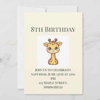 Invitation d'anniversaire pour un bébé girafe mign