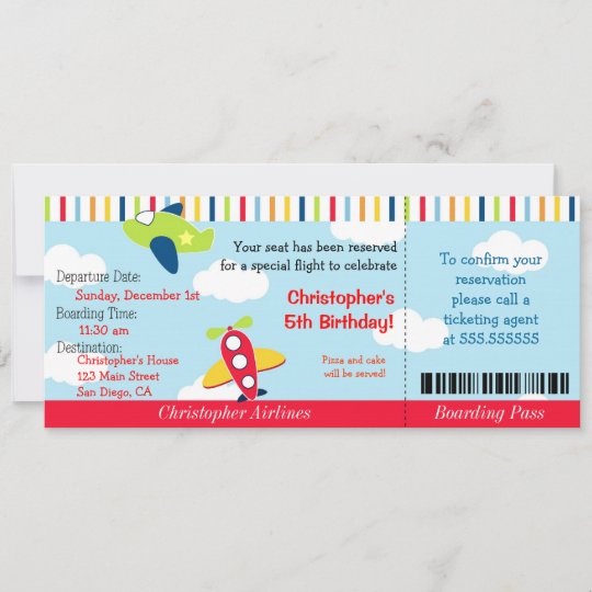 Invitation D Anniversaire Pour Un Billet D Avion Zazzle Fr