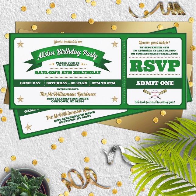 Invitation d'anniversaire pour un billet de baseba (Créateur téléchargé)