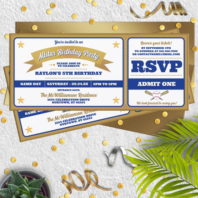 Invitation d'anniversaire pour un billet de baseba (Créateur téléchargé)
