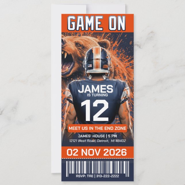 Invitation d'anniversaire pour un billet de footba (Devant)