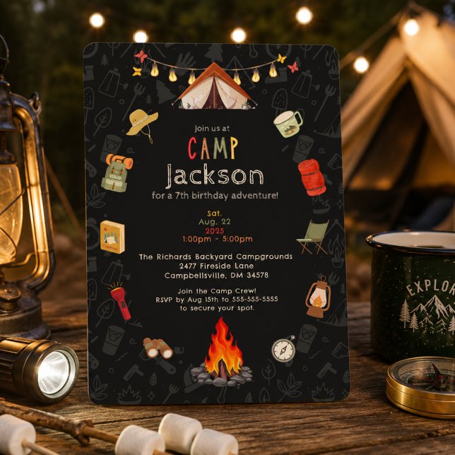 Invitation d'anniversaire pour un campement d'enfa (Créateur téléchargé)