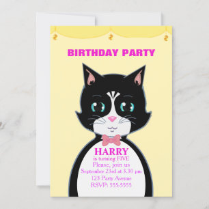 Invitation d'anniversaire pour un chat mignon