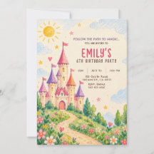Invitation d'anniversaire pour un château de conte