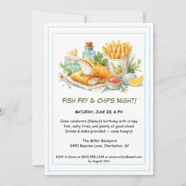Invitation d'anniversaire pour un déjeuner de pois (Devant)