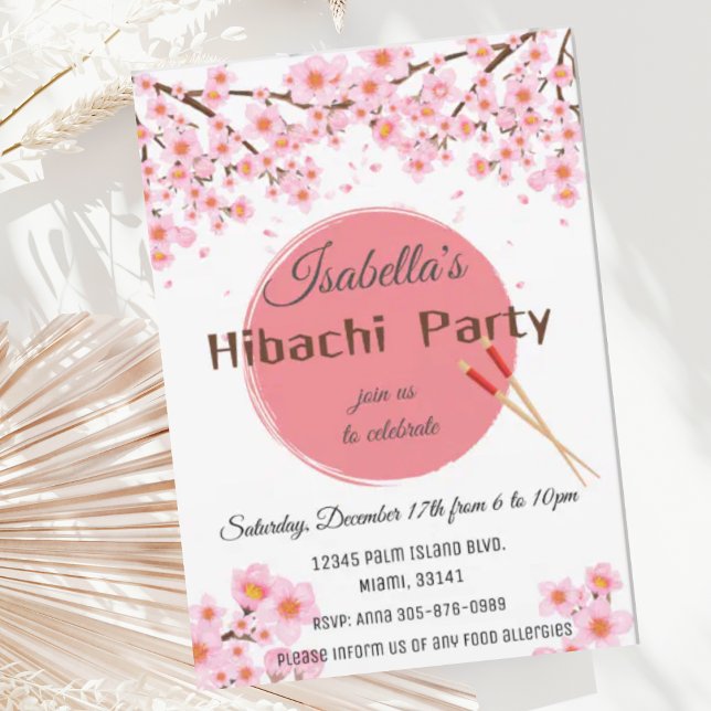 Invitation d'anniversaire pour un dîner hibachi ja (Créateur téléchargé)