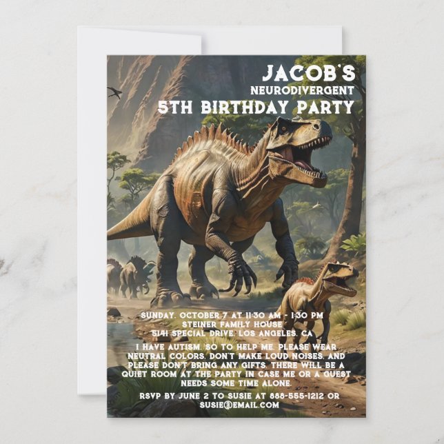 Invitation d'anniversaire pour un enfant autiste n (Devant)