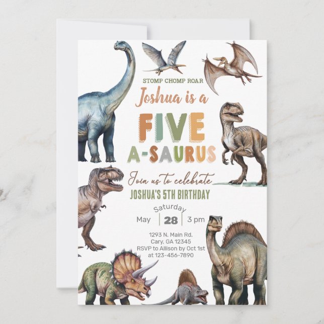 Invitation d'anniversaire pour un garçon de 5 ans  (Devant)