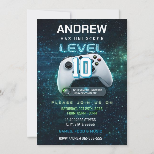 Invitation d'anniversaire pour un garçon qui aime  (Devant)