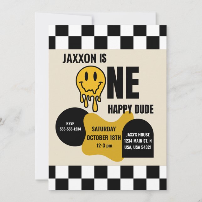 Invitation d'anniversaire pour UN heureux gars (Devant)