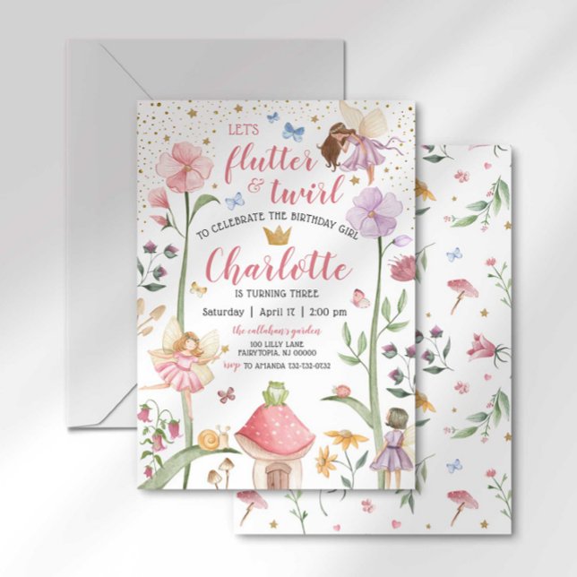 Invitation d'anniversaire pour un jardin de fées e (Créateur téléchargé)