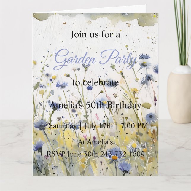 Invitation d'anniversaire pour un jardin de fleurs (Devant)