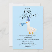 Invitation d'anniversaire pour un jars idiot bleu 