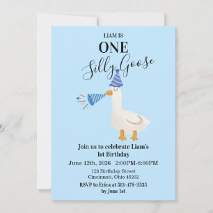 Invitation d'anniversaire pour un jars idiot bleu