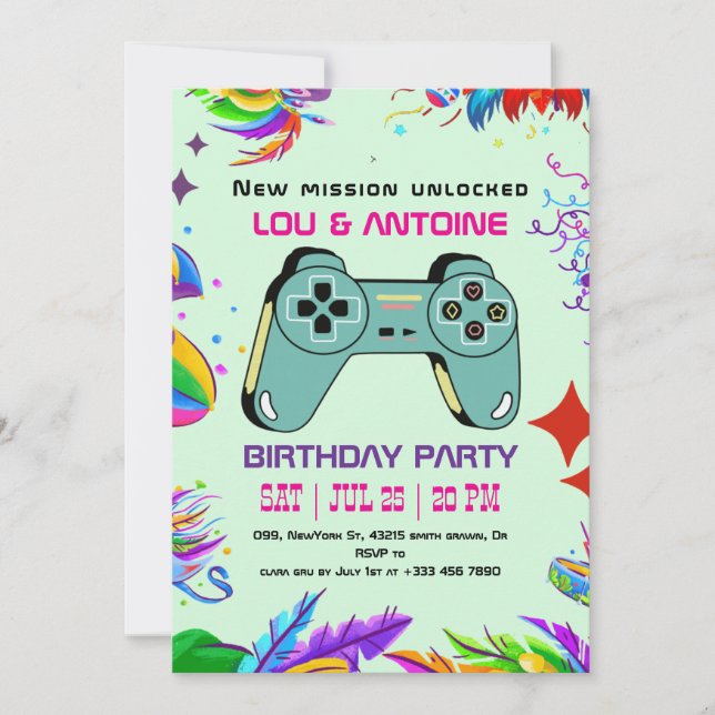 Invitation d'anniversaire pour un joueur (Devant)