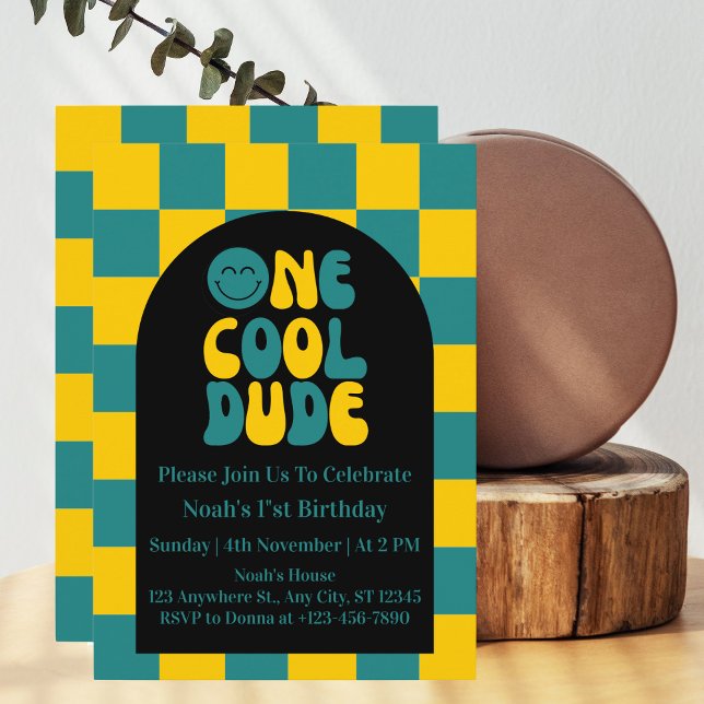 Invitation d'anniversaire pour un mec cool 1er ann (Créateur téléchargé)