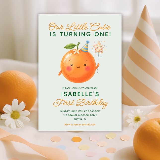 Invitation d'anniversaire pour un petit amour qui  (Little Cutie Turning One 1st Birthday Invitation)