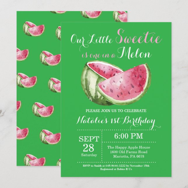 Invitation d'anniversaire pour un premier annivers (Devant / Derrière)