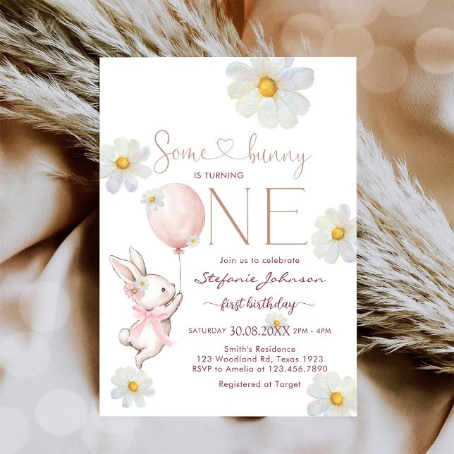 Invitation d'anniversaire pour un premier lapin (Créateur téléchargé)