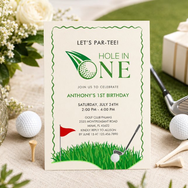 Invitation d'anniversaire pour un premier trou en  (Créateur téléchargé)