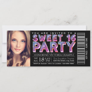 Invitation d'anniversaire pour un Sweet 16 noir