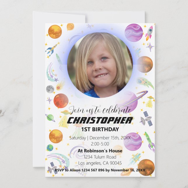 Invitation d'anniversaire pour un voyage dans l'es (Devant)