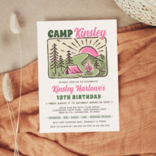 Invitation d'anniversaire pour un week-end au camp
