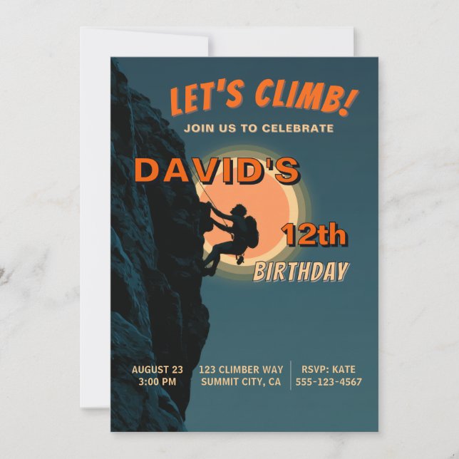 Invitation d'anniversaire pour une aventure d'esca (Devant)