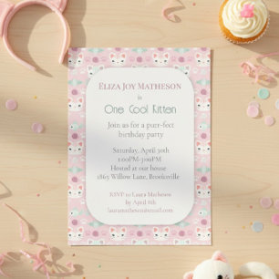 Invitation d'anniversaire pour une chatte rose et 