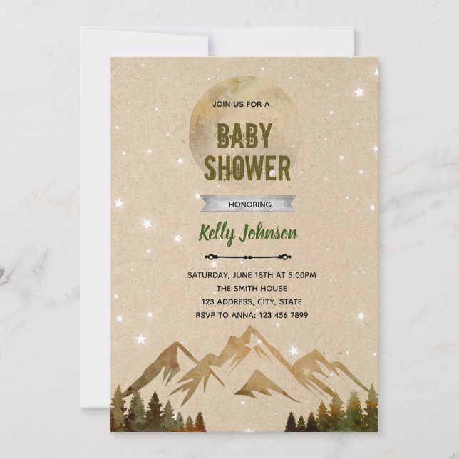Invitation d'anniversaire pour une douche d'aventu (Devant)