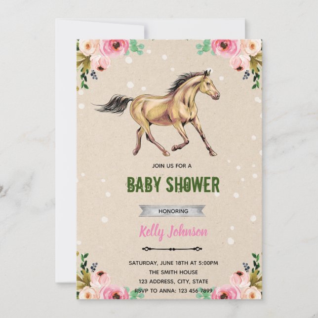 Invitation d'anniversaire pour une douche de cowgi (Devant)