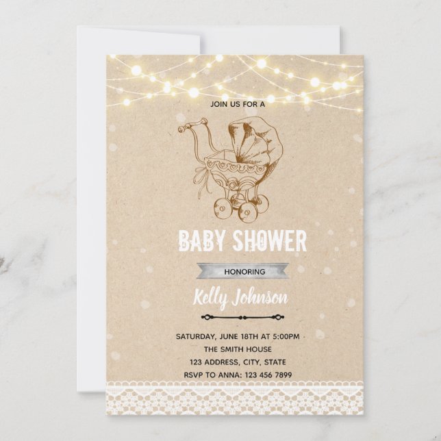 Invitation d'anniversaire pour une douche de pouss (Devant)