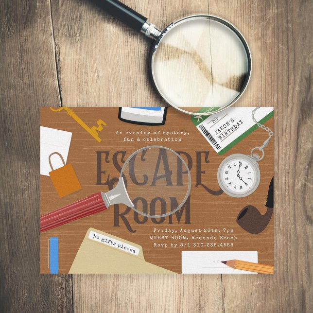 Invitation d'anniversaire pour une Escape Room Mys (Créateur téléchargé)