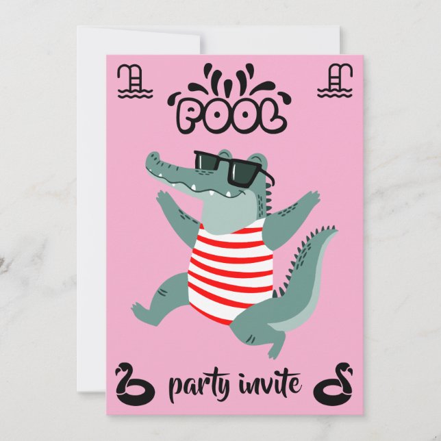 Invitation d'anniversaire pour une fête à la pisci (Devant)
