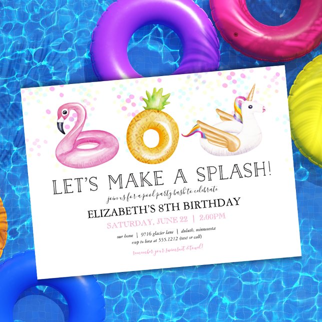 Invitation d'anniversaire pour une fête à la pisci (Créateur téléchargé)