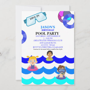 Invitation d'anniversaire pour une fête à la pisci