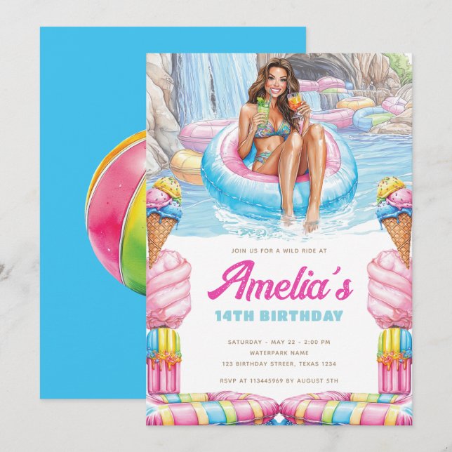 Invitation d'anniversaire pour une fête adolescent (Devant / Derrière)