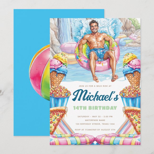 Invitation d'anniversaire pour une fête adolescent (Devant / Derrière)