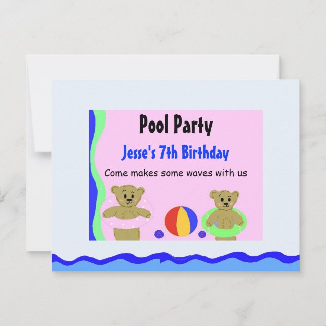 Invitation d'anniversaire pour une fête au bord de (Devant)