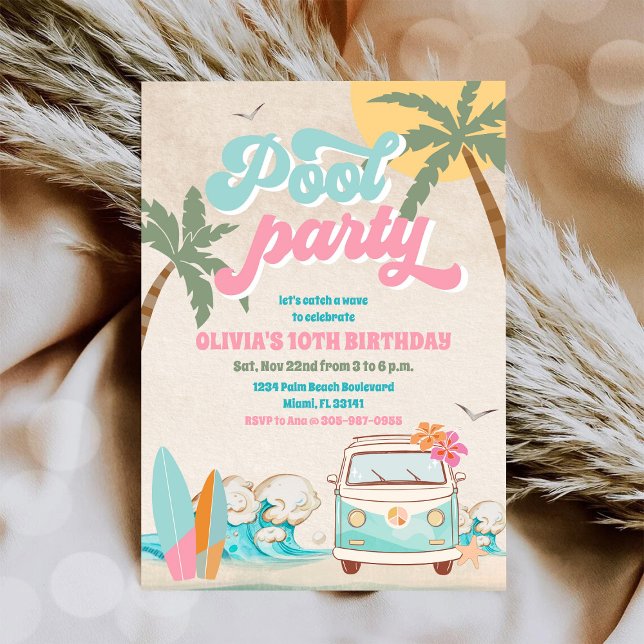 Invitation d'anniversaire pour une fête au bord de (Créateur téléchargé)