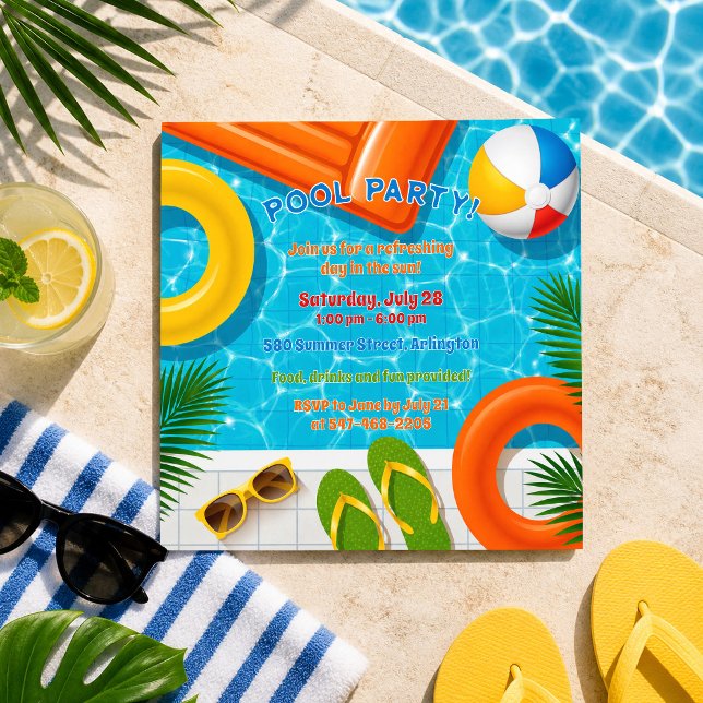 Invitation d'anniversaire pour une fête au bord de (Créateur téléchargé)