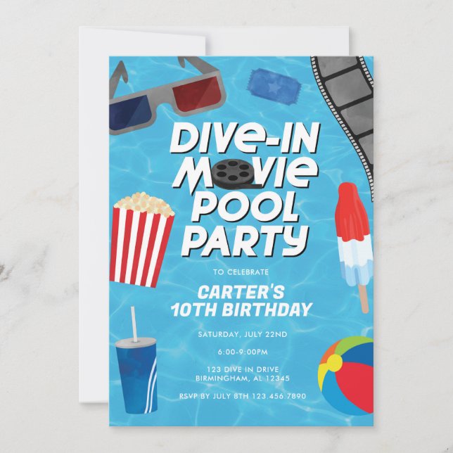 Invitation d'anniversaire pour une fête au bord de (Devant)