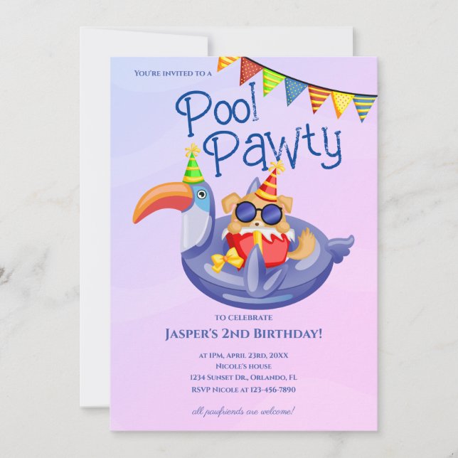 Invitation d'anniversaire pour une fête au bord de (Devant)