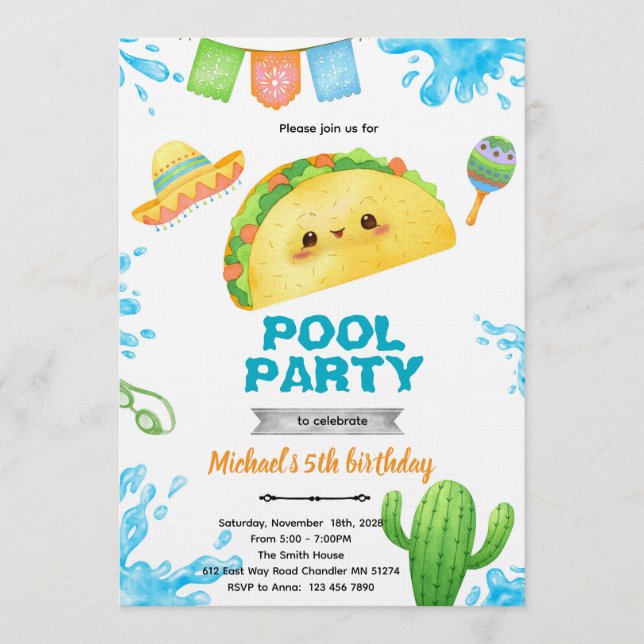 Invitation d'anniversaire pour une fête au bord de (Devant)