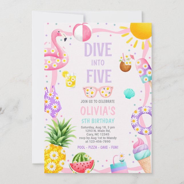 Invitation d'anniversaire pour une fête au bord de (Devant)