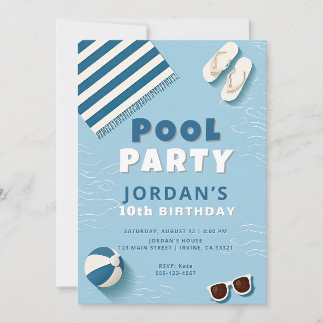 Invitation d'anniversaire pour une fête au bord de (Devant)